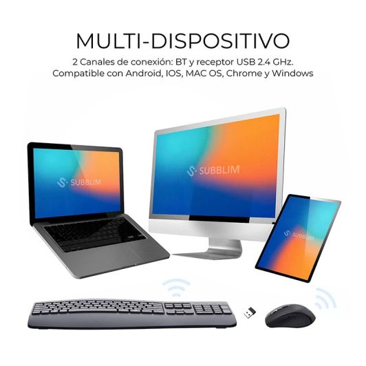 SUBBLIM Office ProWave Pack Teclado+Ratón Ergonómico Negro