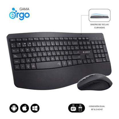SUBBLIM Office ProWave Pack Teclado+Ratón Ergonómico Negro