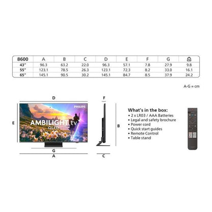 PHILIPS 55PUS8600 Televisor Smart QLED 4K UHD 55"