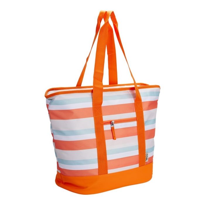 Bolsa Isotérmica Flexible 24L Rayas Azul Naranja Uso Versátil