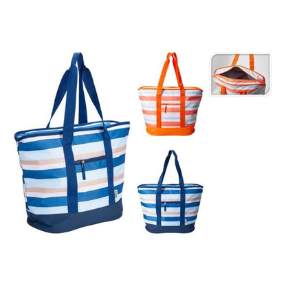 Bolsa Isotérmica Flexible 24L Rayas Azul Naranja Uso Versátil