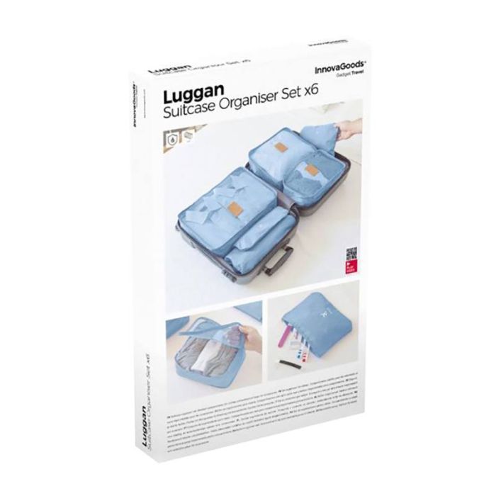 INNOVAGOODS Set de Bolsas Organizadoras Azul Resistente Agua 6 Piezas