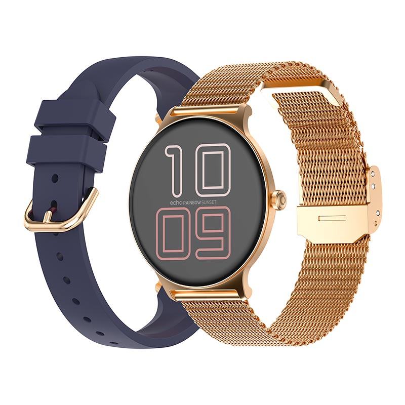 ECHO Rainbow Sunset Reloj Inteligente Acero Inoxidable AzulRosa 2 Correas