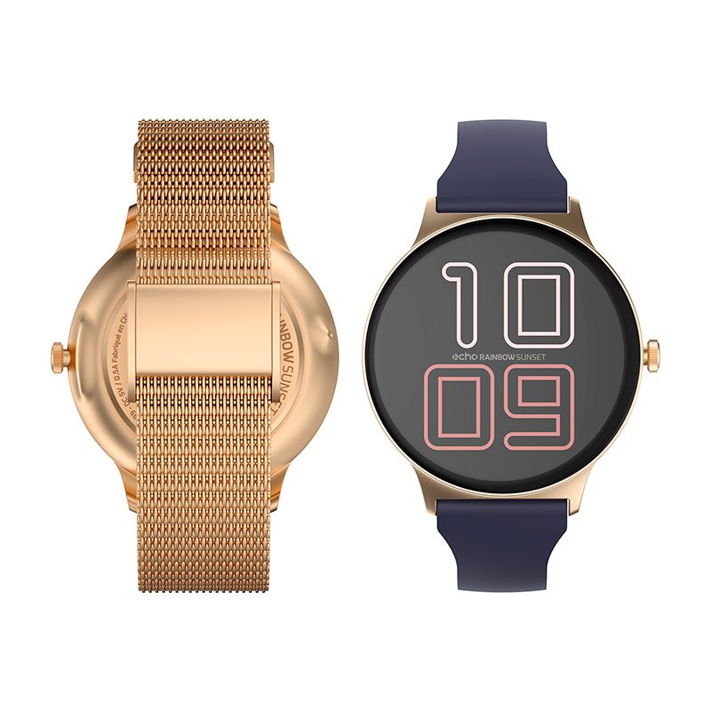 ECHO Rainbow Sunset Reloj Inteligente Acero Inoxidable AzulRosa 2 Correas