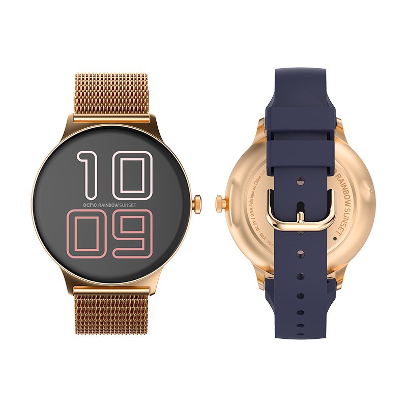 ECHO Rainbow Sunset Reloj Inteligente Acero Inoxidable AzulRosa 2 Correas