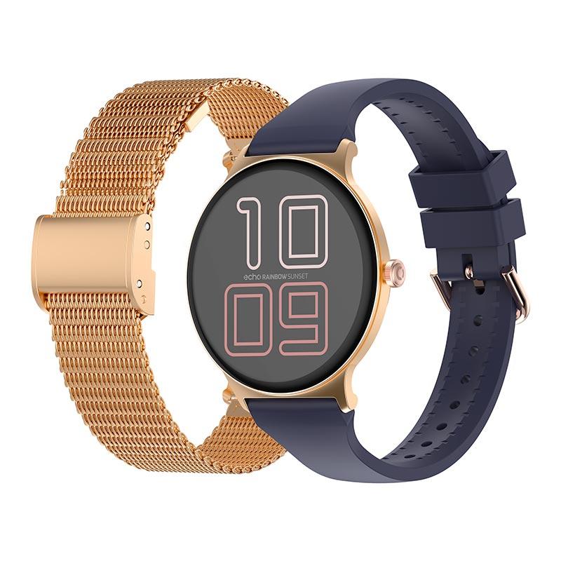 ECHO Rainbow Sunset Reloj Inteligente Acero Inoxidable AzulRosa 2 Correas