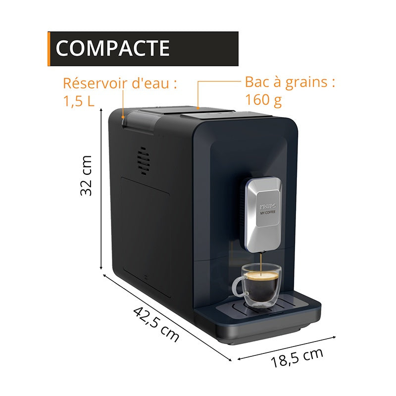 KRUPS Coffee EA2004E0 Cafetera Espresso con Molinillo 15 Bar Azul