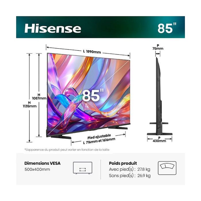 Hisense 85E7S QLED Smart TV 4K Ultra HD Dolby Vision