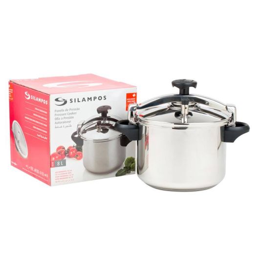 SILAMPOS 8L Druckkochtopf Edelstahl Induktionsgeeignet für alle Herdarten