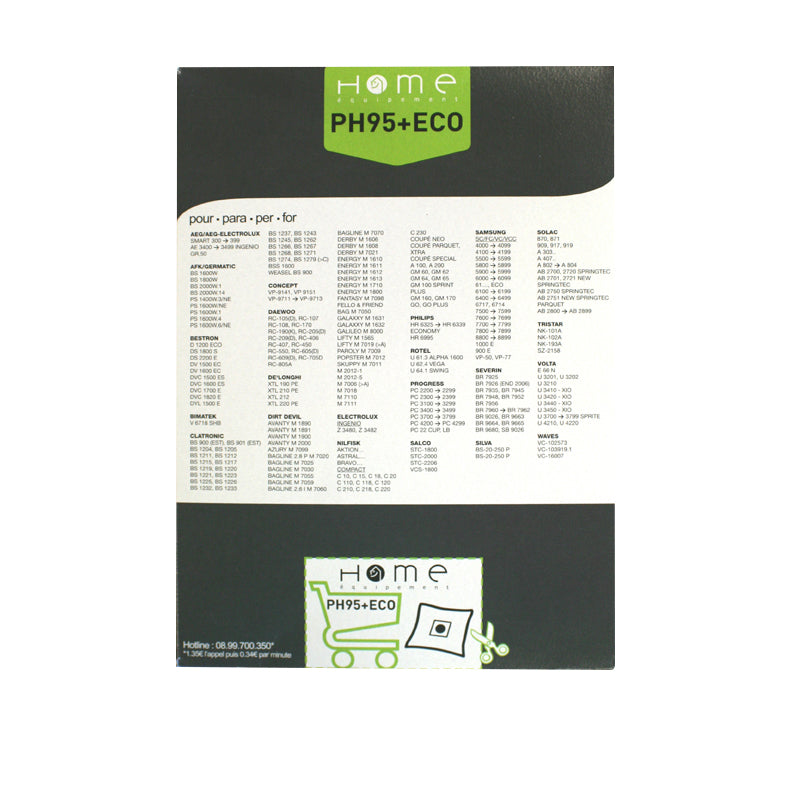 DPDO DISTRIBUTION Pack 12 Staubsaugerbeutel PH95+ECO für Valberg Opti‑Silence