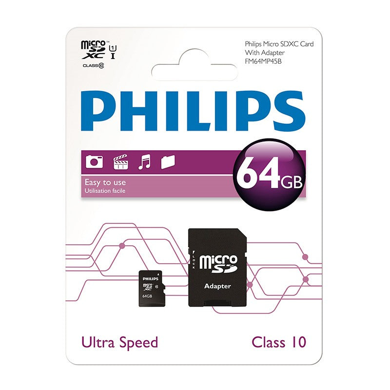 Philips MicroSD-Karte Klasse 10 64 GB für Smartphones und Kameras