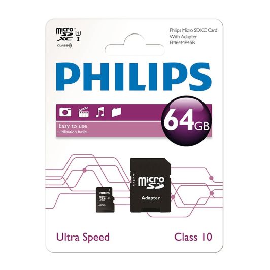 Philips MicroSD-Karte Klasse 10 64 GB für Smartphones und Kameras