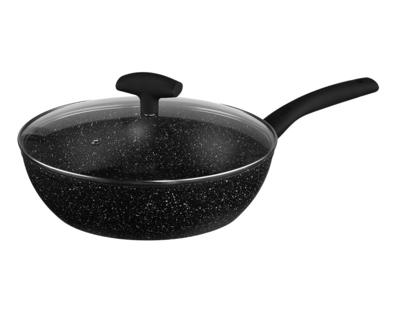 Aluminium Pfanne Stein-Effekt 28 cm Schwarz Antihaft Für Induktionsherd