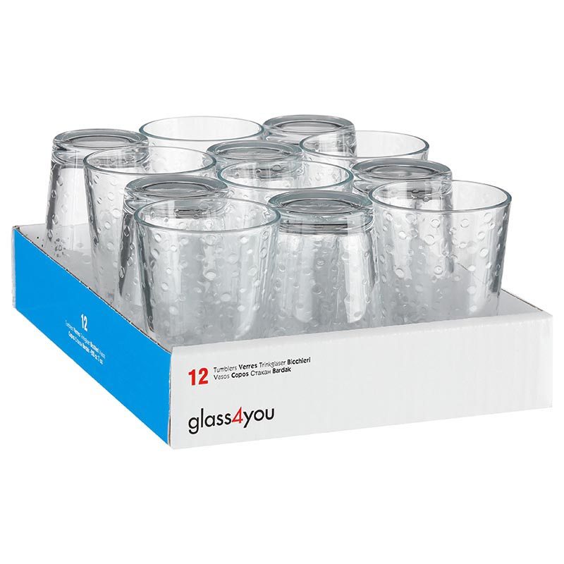 Wassergläser x12 Transparentes Glas Pack für Täglichen Gebrauch