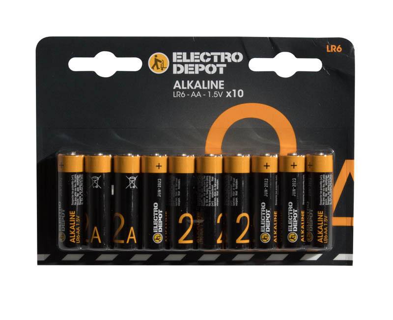 ELECTRO DEPOT Alkaline Pilas AA LR06 10 Unidades