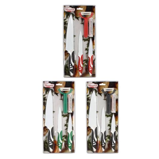 Küchenmesser-Set 3‑Teilig mit Keramikbeschichtung und Schäler