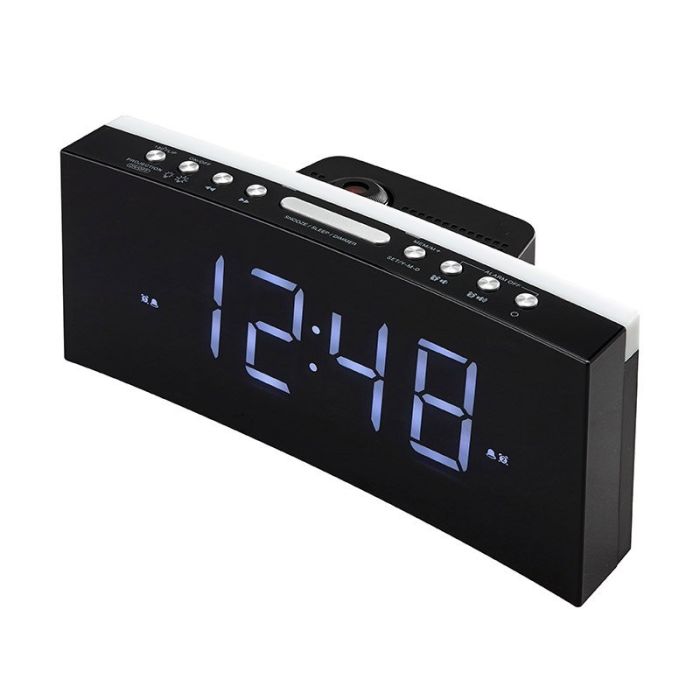 Edenwood Jumbo Curved Radio Despertador Proyección de Techo Negro