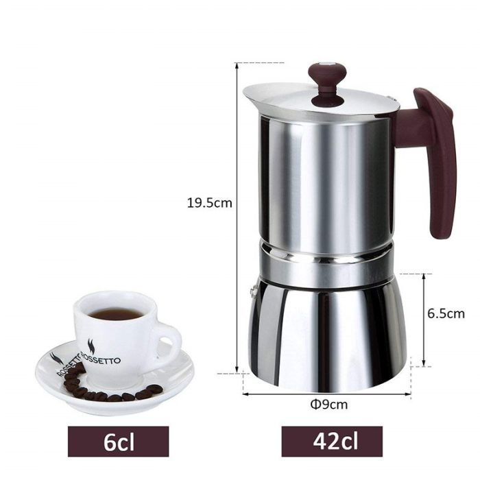 REGAL'FRANCE Cafetera Italiana 6 Tazas Acero Inoxidable 18/10