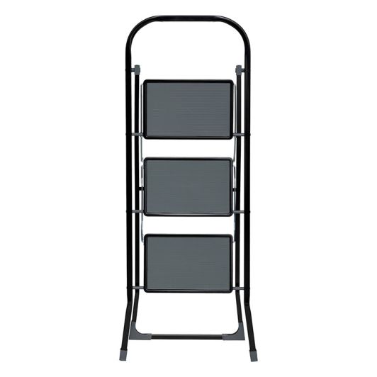 Escalera de Metal Plegable 3 Peldaños Negro