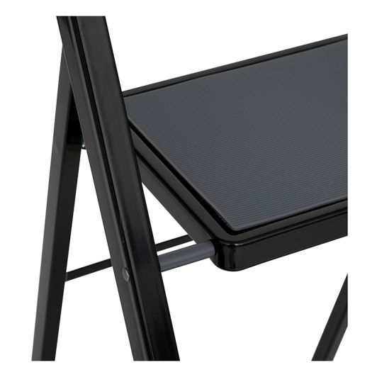 Escalera de Metal Plegable 3 Peldaños Negro