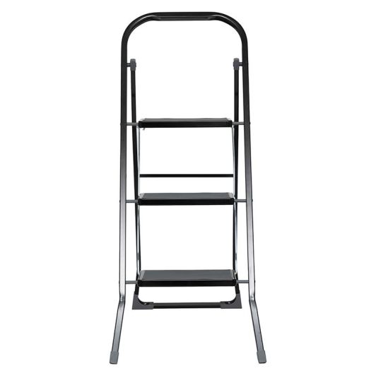 Escalera de Metal Plegable 3 Peldaños Negro