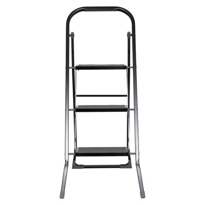 Escalera de Metal Plegable 3 Peldaños Negro