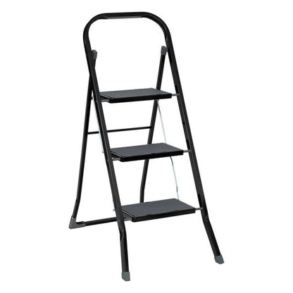 Escalera de Metal Plegable 3 Peldaños Negro