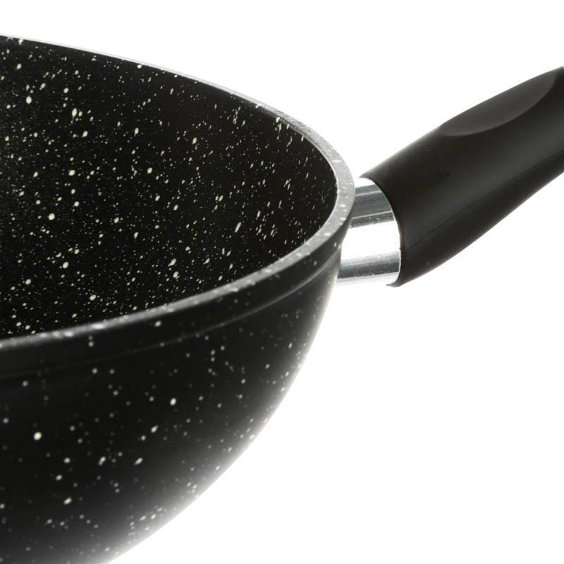 Geschmiedeter Stahl Wok 28 cm Induktionsgeeignet Schwarz Kochgeschirr