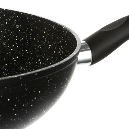 Geschmiedeter Stahl Wok 28 cm Induktionsgeeignet Schwarz Kochgeschirr