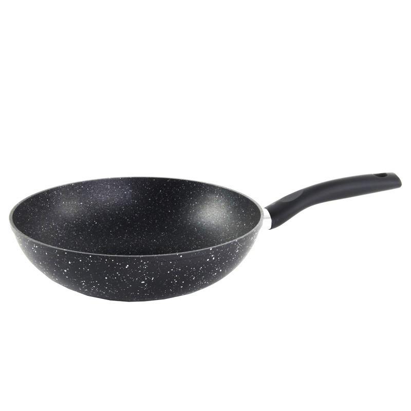 Geschmiedeter Stahl Wok 28 cm Induktionsgeeignet Schwarz Kochgeschirr