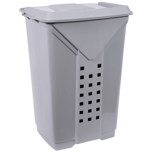 60 L Großer Wäschekorb aus Kunststoff, 60 cm hoch, Beige/Grau