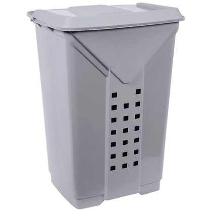 60 L Großer Wäschekorb aus Kunststoff, 60 cm hoch, Beige/Grau