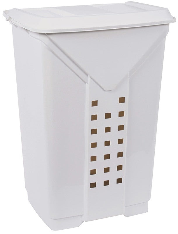 60 L Großer Wäschekorb aus Kunststoff, 60 cm hoch, Beige/Grau
