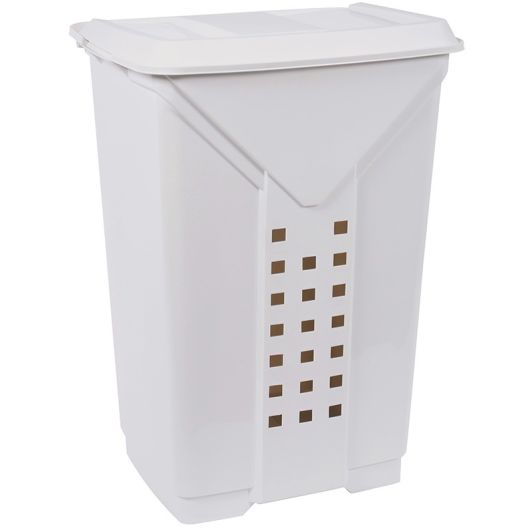 60 L Großer Wäschekorb aus Kunststoff, 60 cm hoch, Beige/Grau