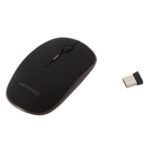 EDENWOOD MWLS01B Ratón Inalámbrico Diseño Ergonómico Negro y Cobre