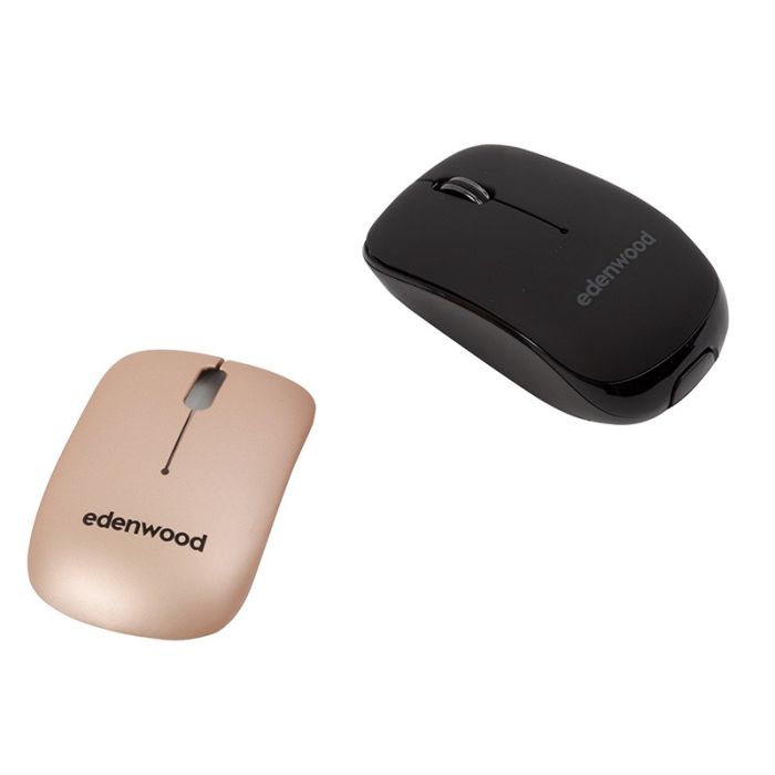 EDENWOOD Mini Ratón Inalámbrico 800‑1600 DPI Negro/Champán