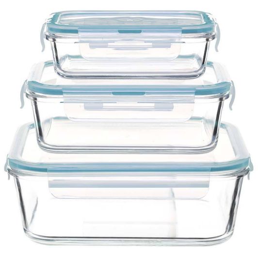 Kleiner Glasbehälter 3er Set Transparent Praktisch Mikrowellengeeignet 2,2L