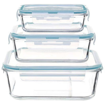 Kleiner Glasbehälter 3er Set Transparent Praktisch Mikrowellengeeignet 2,2L