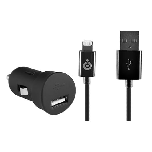 Auto‑Ladegerät USB‑A + Lightning‑Kabel 1 A 1 m Schwarz Kompakt