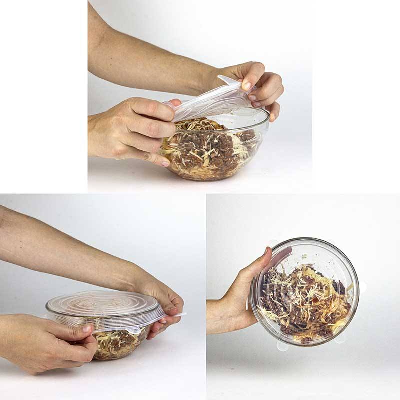 GROUPE CMP Silikon Deckel Set 3 Stück – Transparent, 14,5‑20,5 cm