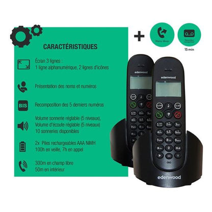 EDENWOOD TRD 1 Duo Festnetztelefon Schwarz