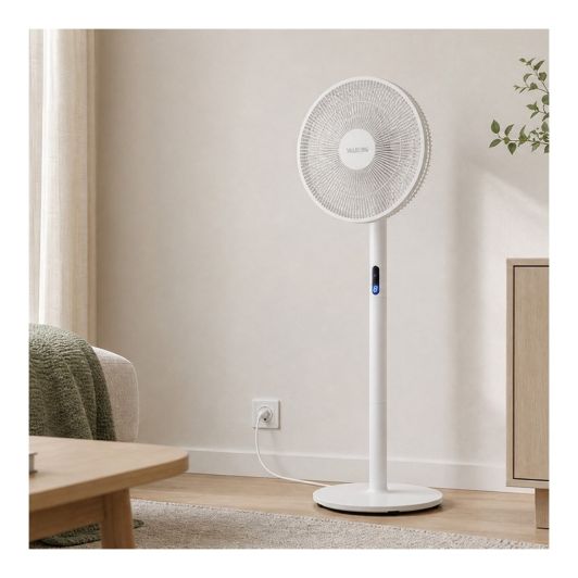 VALBERG Ventilador de Pie 45W 3 Velocidades Silencioso Blanco Gris