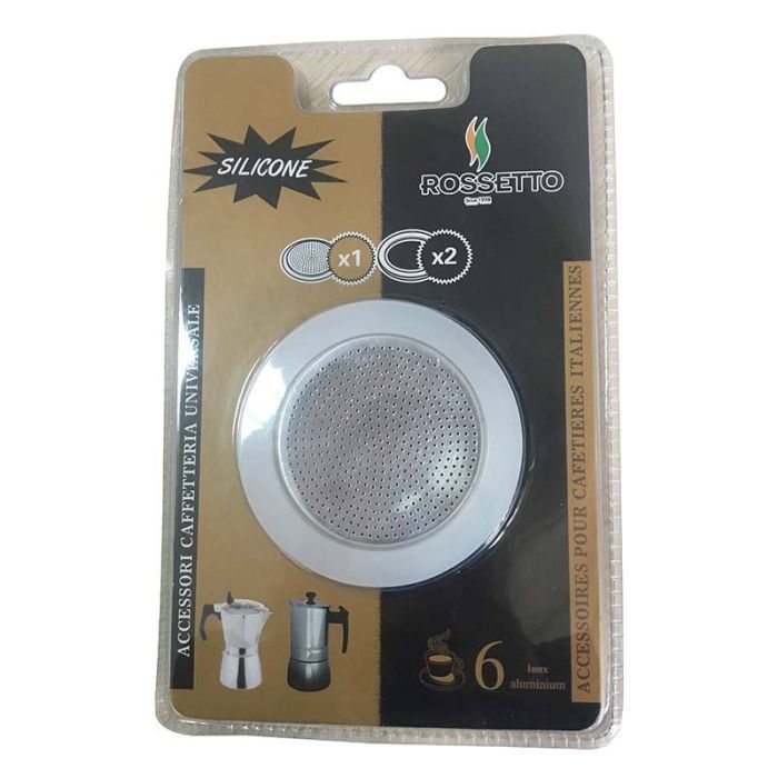 Pack 2 Juntas + Filterfür 6‑Tassen Italienische Kaffeemaschine – REGAL'FRANCE
