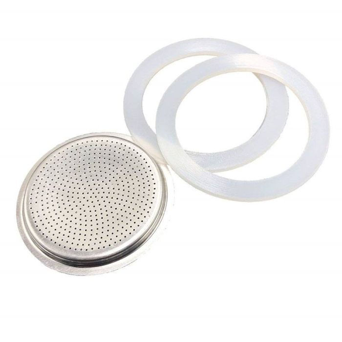 Pack 2 Juntas + Filterfür 6‑Tassen Italienische Kaffeemaschine – REGAL'FRANCE