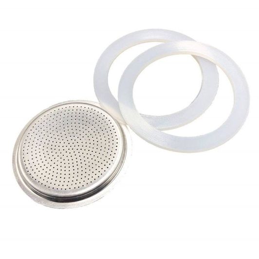 REGAL'FRANCE Pack 2 Juntas y Filtro Cafetera Italiana 6 Tazas