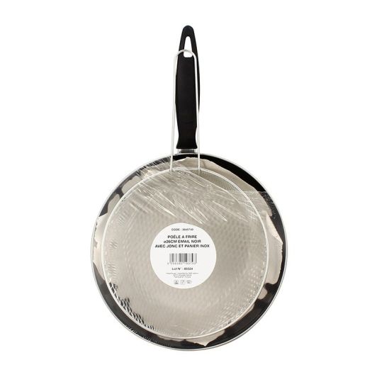 Schwarze 26 cm Bratpfanne aus emailliertem Stahl