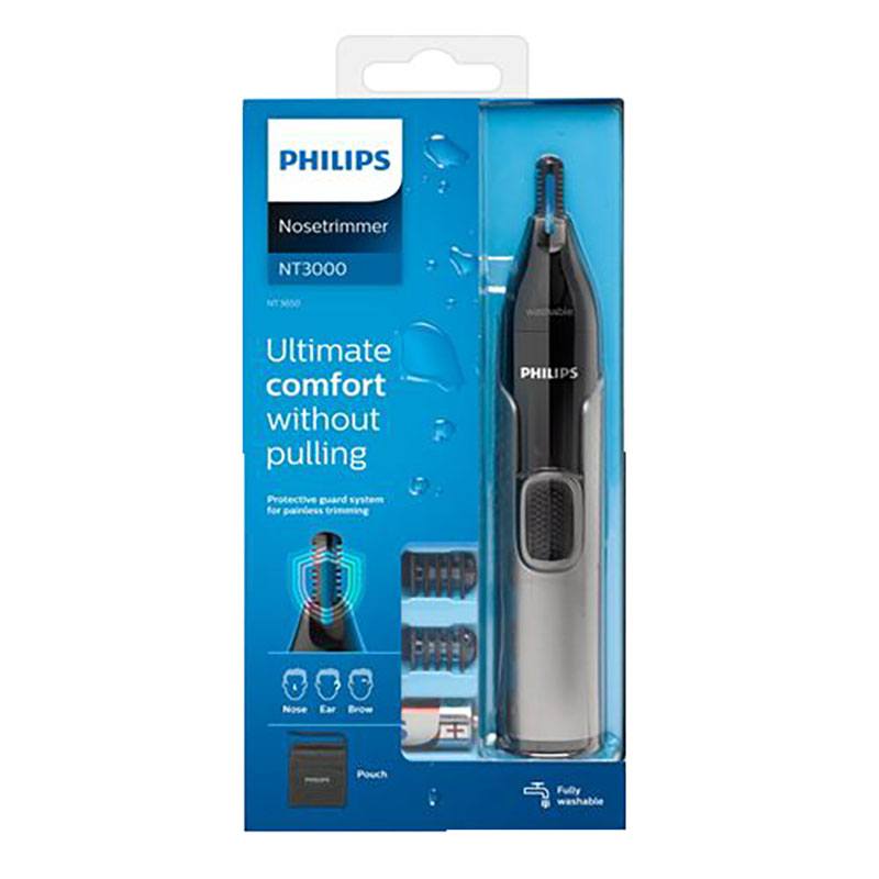 Philips NT3650/16 Nasen- und Ohrenhaarschneider mit 2 Aufsätzen Doppelklinge