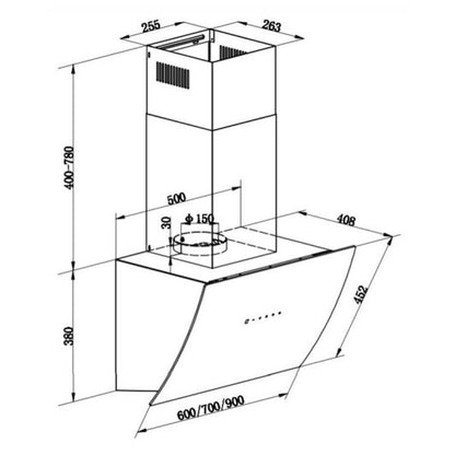 Valberg CIH 60 EGK 302C Campana Extractora Inclinada Negro