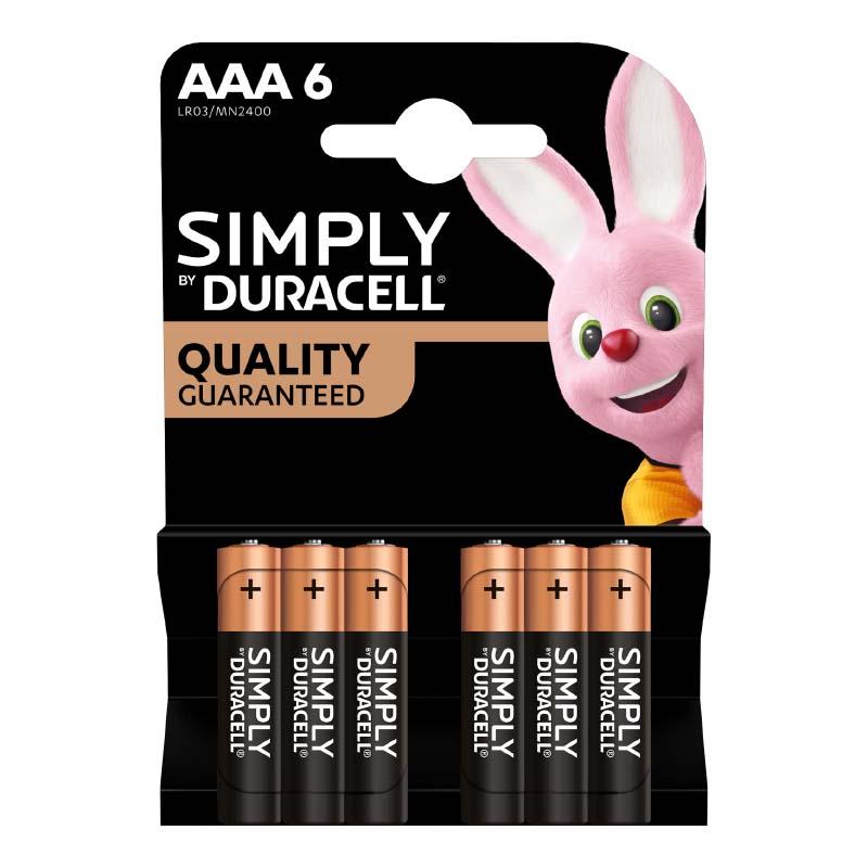 DURACELL Simply AAA-LR03 Batteriepacks 6 Stück Nicht wiederaufladbar 1,5V