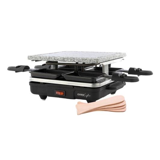 COSYLIFE CL-R4P Raclette Grill 4 Personen Stein